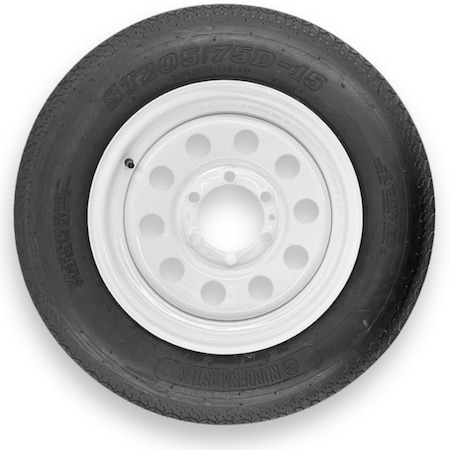 Rubbermaster - Steel Master Rubbermaster F78-15 ST205/75D15 6 Ply Highway Rib Tire and 6 on 5.5 Modular Wheel Assembly 599485